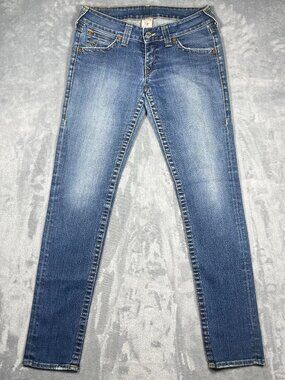 True Religion Skinny Slim Jeans 30x34 Western Made USA Blue Y2K Denim